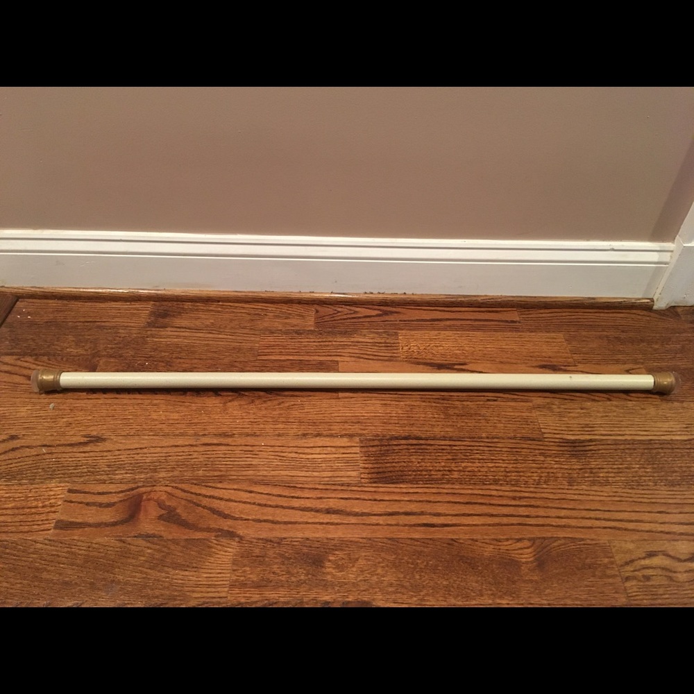 Adjustable tension shower curtain rod with suction cup ends- cream/bronze